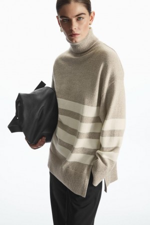 Jumpers Dama COS In Dungi Lână Turtleneck Bej | GKASJ-6035