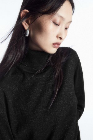Jumpers Dama COS Merino Lână Roll-neck Negrii | FZMOJ-6340