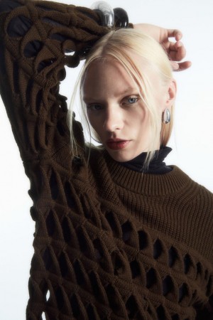 Jumpers Dama COS Open-knit Lână Maro Inchis | SHARG-1534