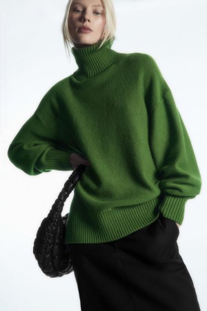 Jumpers Dama COS Oversized Lână Roll-neck Verzi | JHXDP-6952