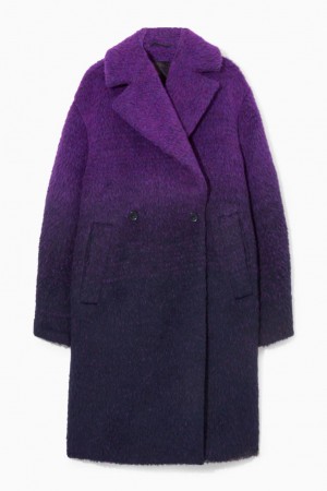 Palton Dama COS Ombré Double-breasted Fuzzy Violet Bleumarin | BNWZA-2597