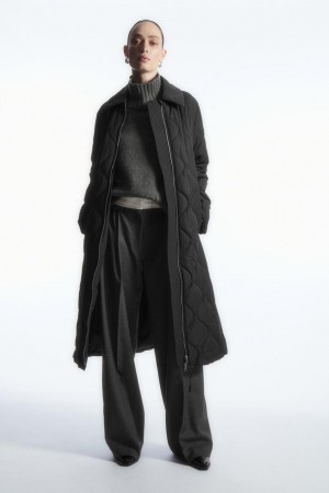 Palton Dama COS Oversized Matlasat Negrii | BJNLQ-2864