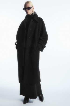 Palton Dama COS Oversized Rounded Negrii | NEMVS-4960
