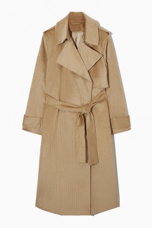 Palton Dama COS Relaxed-fit Corduroy Trench Bej | NGZEX-3950