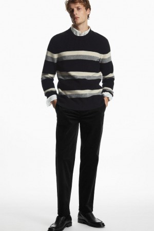 Pantaloni Barbati COS Drept-leg Bumbac-moleskin Negrii | RPXMI-8754