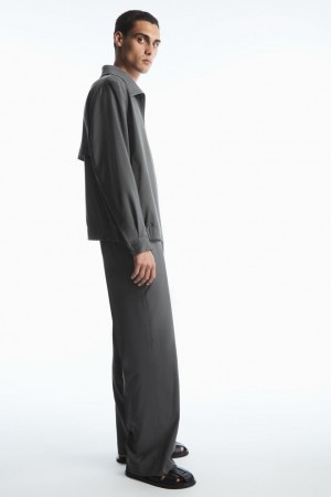 Pantaloni Barbati COS Drept-leg Relaxed Lână Gri | EISFK-7046
