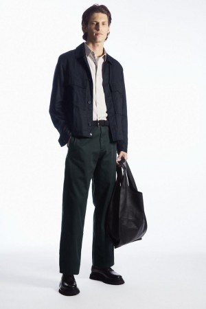 Pantaloni Barbati COS Drept-leg Relaxed Utility Gri Inchis | ZKTGA-6302
