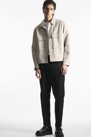 Pantaloni Barbati COS Elasticated Tapered Twill Negrii | EZBKL-7243