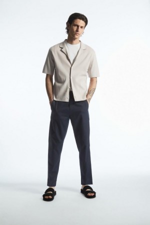 Pantaloni Barbati COS Elasticated Tapered Twill Bleumarin | EDSJU-1904