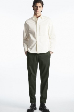 Pantaloni Barbati COS Elasticated Tapered Twill Verzi Inchis | CZIJW-5341