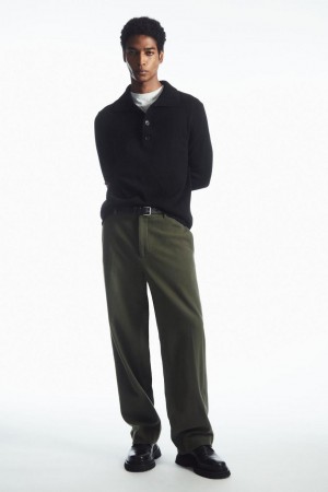 Pantaloni Barbati COS Lână-blend Relaxed Tailored Verzi Inchis | RUSVQ-1985