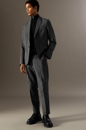 Pantaloni Barbati COS Lână-jacquard - Slim Gri | DBVZL-3457