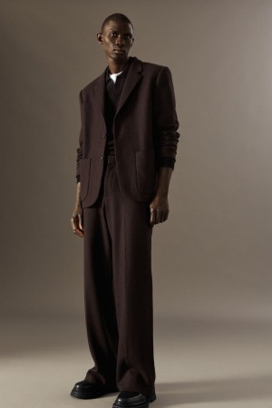 Pantaloni Barbati COS Lână-jersey - Drept Maro Inchis | PGLNK-9214