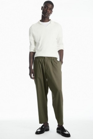 Pantaloni Barbati COS Tapered Elasticated Kaki | EODBP-7623