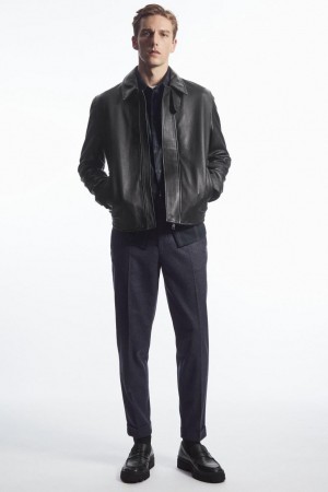 Pantaloni Barbati COS Tapered Lână Bleumarin | IJMQD-9678