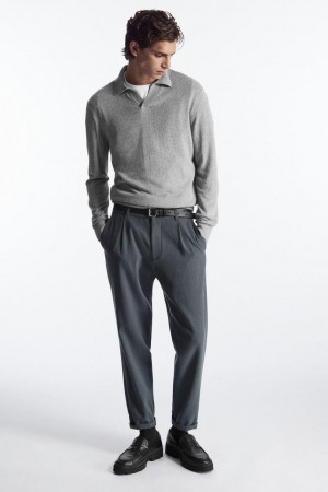 Pantaloni Barbati COS Tapered Lână Chinos Turcoaz Inchis | TYZFV-9043