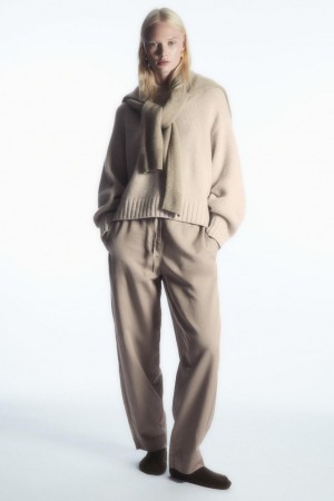 Pantaloni Dama COS Barrel-leg Drawstring Bej | CXURO-6108
