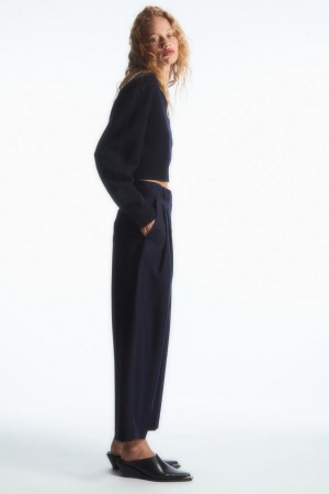 Pantaloni Dama COS Barrel-leg Lână Bleumarin | VRAEH-4389