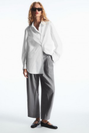 Pantaloni Dama COS Barrel-leg Lână Gri | AWMPI-1528
