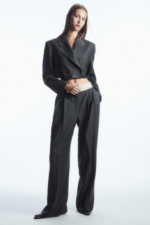 Pantaloni Dama COS Deconstructed Largi-leg Lână Gri Inchis | MHBKW-5048