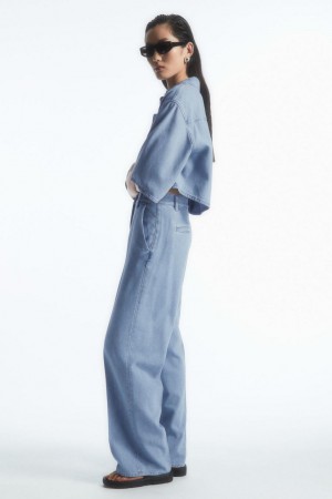 Pantaloni Dama COS Drept-leg Denim Albastri Deschis | PNFLI-0524