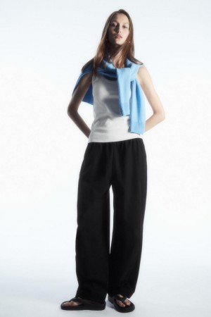 Pantaloni Dama COS Elasticated Barrel-leg Negrii | JRLKD-3480