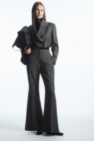 Pantaloni Dama COS Flared Lână Gri Inchis | DYHQJ-0398
