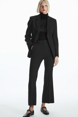 Pantaloni Dama COS Flared Lână Negrii | ANOXH-5027