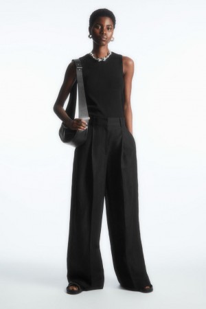 Pantaloni Dama COS High-waisted Largi-leg Negrii | KYTGC-4825
