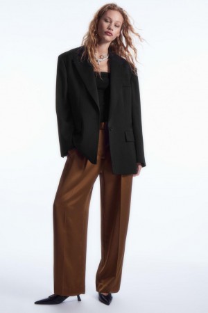 Pantaloni Dama COS Largi-leg Plisat Satin Maro | EIJPW-7956