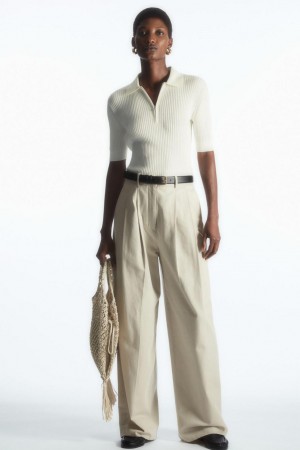 Pantaloni Dama COS Largi-leg Tailored Bej | VUPNC-2907