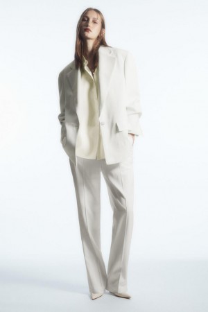 Pantaloni Dama COS Low-rise Drept-leg Crepe Albi | KVYWR-1405