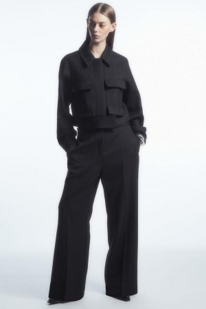 Pantaloni Dama COS Low-rise Flared Tailored Lână Bleumarin | FLOTR-2596