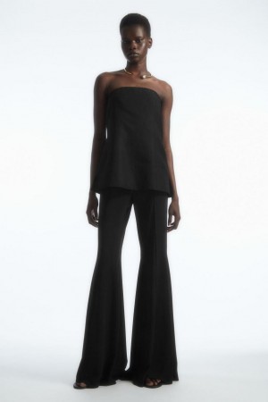 Pantaloni Dama COS Pintucked Flared Negrii | RZONB-7692