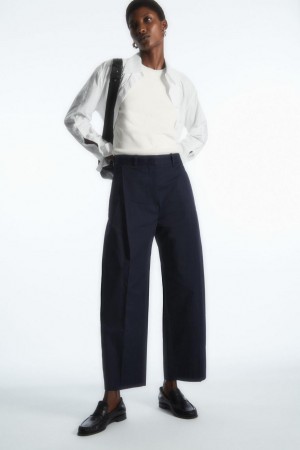 Pantaloni Dama COS Plisat Barrel-leg Bleumarin | ZSEXY-3521