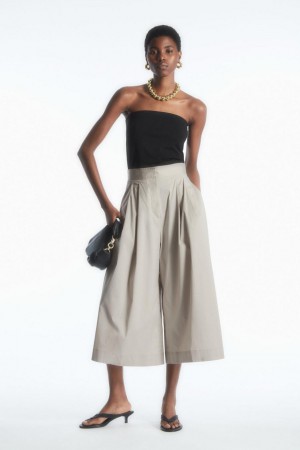 Pantaloni Dama COS Plisat Tailored Culottes Gri | DXULF-7349