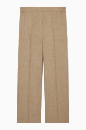 Pantaloni Dama COS Regular-fit Lână-flannel Bej Deschis | PCTWU-8219