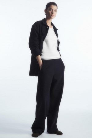 Pantaloni Dama COS Rounded Lână-blend Bleumarin | IGTXV-7243