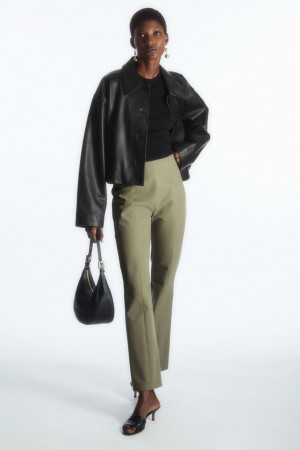 Pantaloni Dama COS Slim-fit Kick-flare Kaki Deschis | KBAQT-4972
