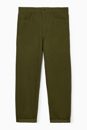 Pantaloni Dama COS Tapered-leg High-rise Chinos Kaki | HQFLU-2376