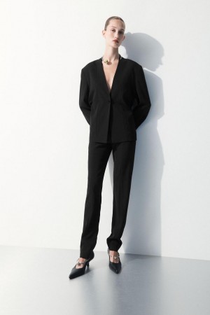 Pantaloni Dama COS The Silk-blend Negrii | BENRL-8932