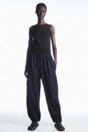 Pantaloni Dama COS Usori Drawstring Cargo Bleumarin | WTOZP-6857