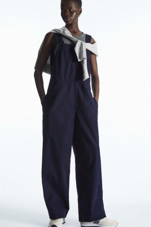 Pantaloni Dama COS Wrap-back Largi-leg Bleumarin | GQMUR-8791