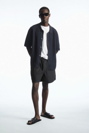 Pantaloni Scurti Barbati COS Elasticated Poplin Negrii | ALTSH-9582