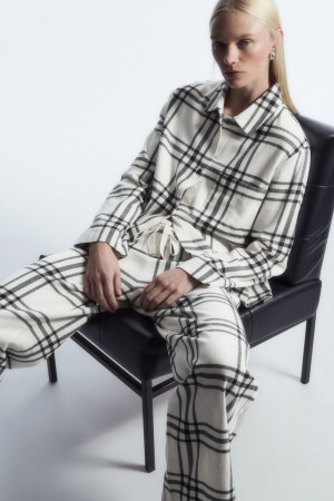 Pijama Dama COS Checked Flannel Set Albi Negrii | XGBVC-3524
