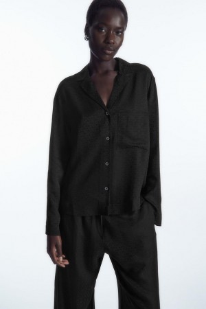 Pijama Dama COS Geometric-jacquard Silk Negrii | QMWNC-1849