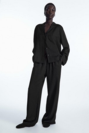 Pijama Dama COS Geometric-jacquard Silk Negrii | IHCXG-8210