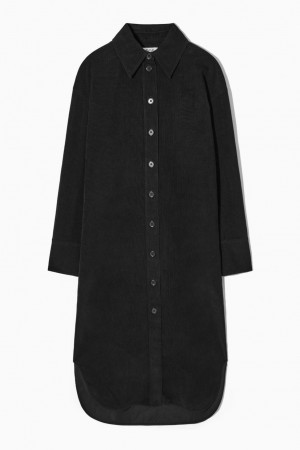 Rochie Dama COS Corduroy Midi Shirt Negrii | YLHFP-3791