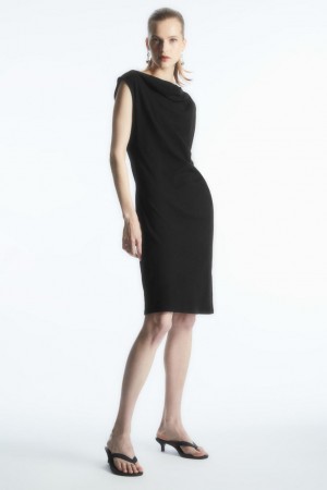 Rochie Dama COS Draped Fara Maneci Negrii | OBHWA-5360