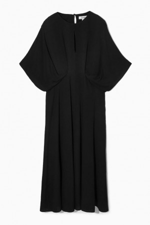 Rochie Dama COS Draped Plisat Maxi Negrii | IRVDQ-8760